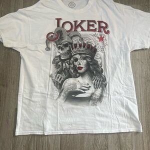 White Graphic Tee with Joker Design